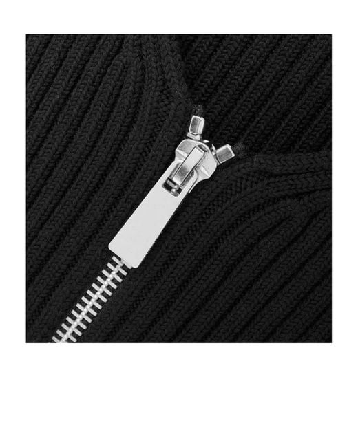 Michael Kors Black Cropped Ribbed Wool-Blend Cardigan