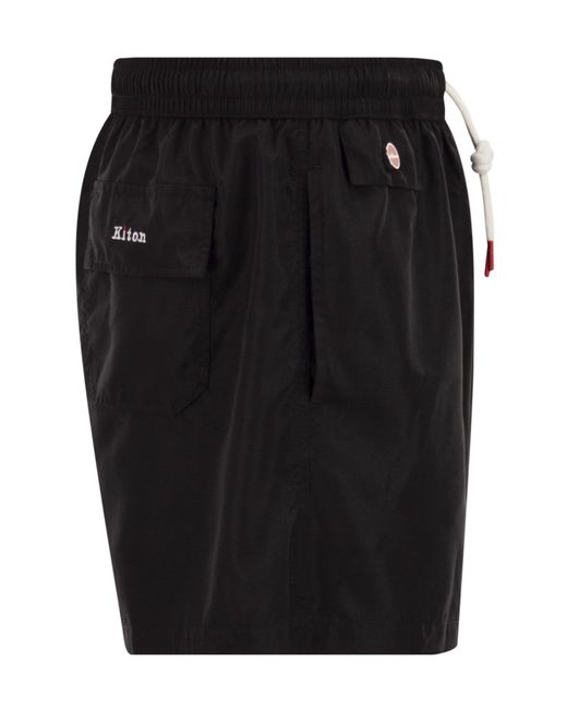 Kiton Blue Short Drawstring Swim Shorts for men