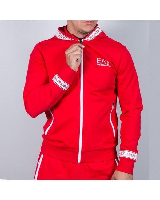 EA7 Red Logo And Hat Casual Jacket for men