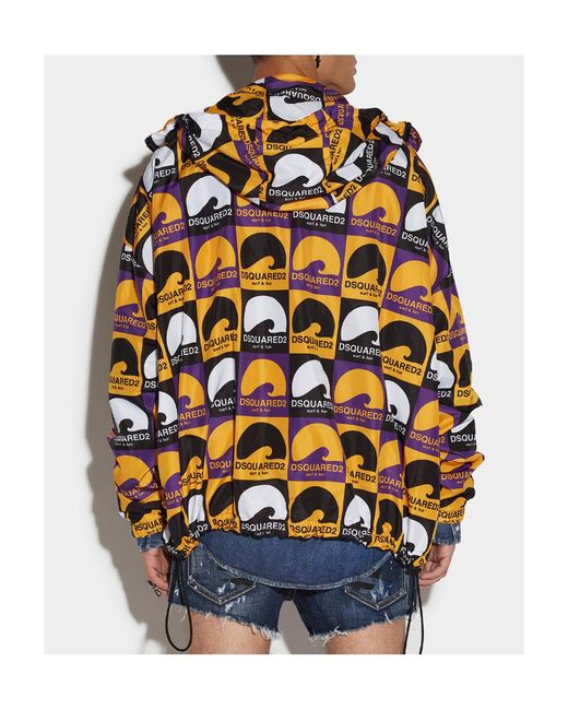 DSquared² Gray All-Over Printed Zip-Up Hooded Jacket for men