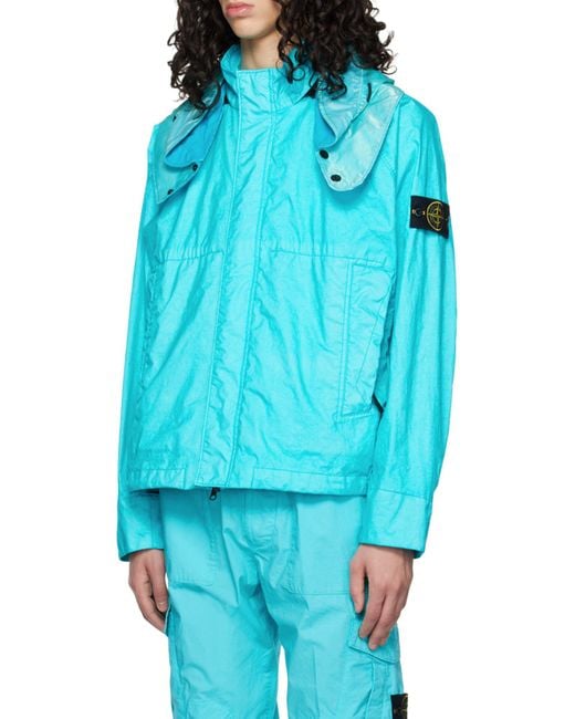 Stone Island Blue Logo Patch Zipped Jacket for men