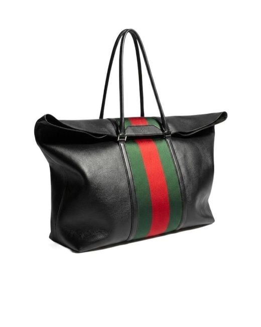 Gucci Black Mega Web Trademark Medium Duffle Bag for men