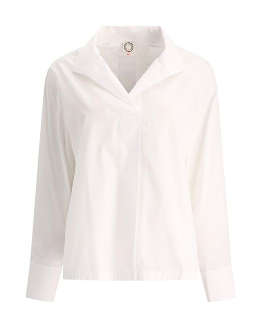 Ines De La Fressange Paris White Three-Quarter Sleeve Collared Shirt