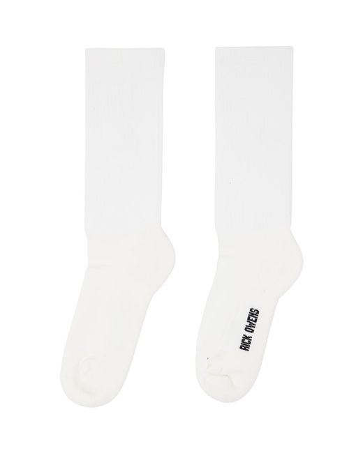 Rick Owens White Tower Glitter Ribbed-Knit Cotton Socks for men