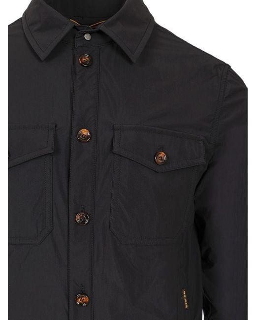 Moorer Black Shirt Jacket With Pockets for men