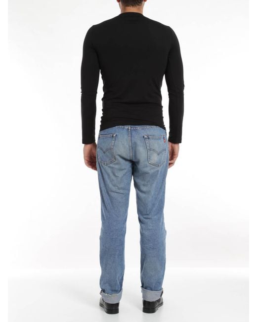 Armani Jeans Black Round Collar And Long-Sleeved T-Shirt for men