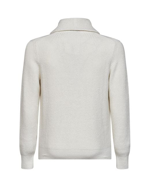 Brunello Cucinelli Gray Shawl Collar Button Cardigan for men