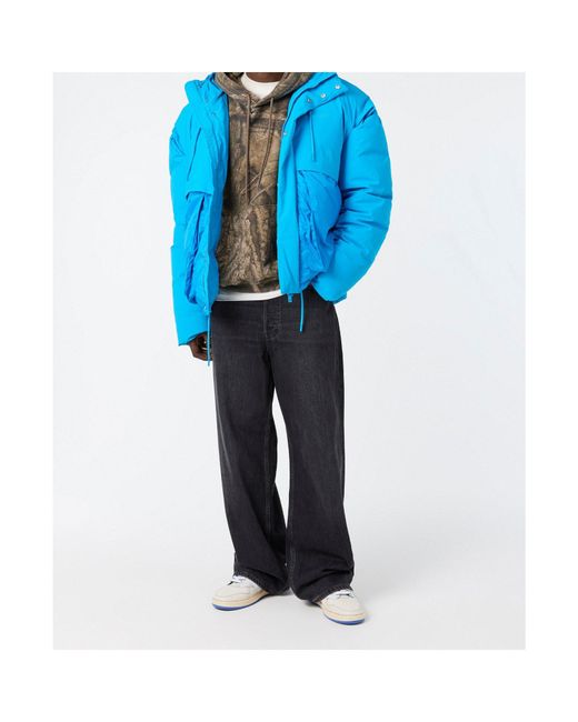 Represent Blue Hooded Down Jacket for men