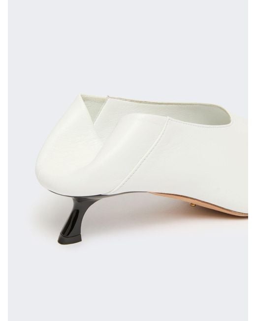 Sportmax White Pointed Kitten Heeled Pumps
