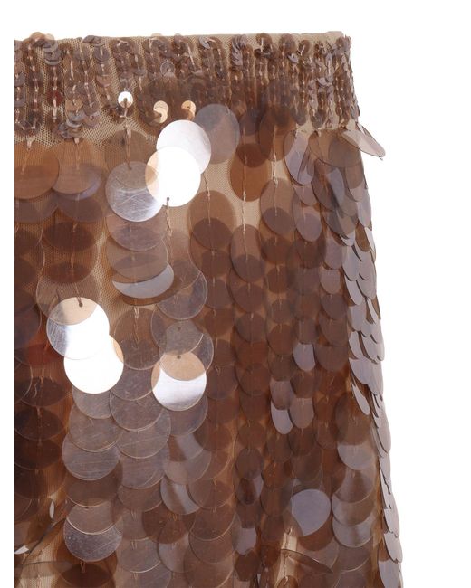 P.A.R.O.S.H. Brown Pleated Mini Skirt With Sequins