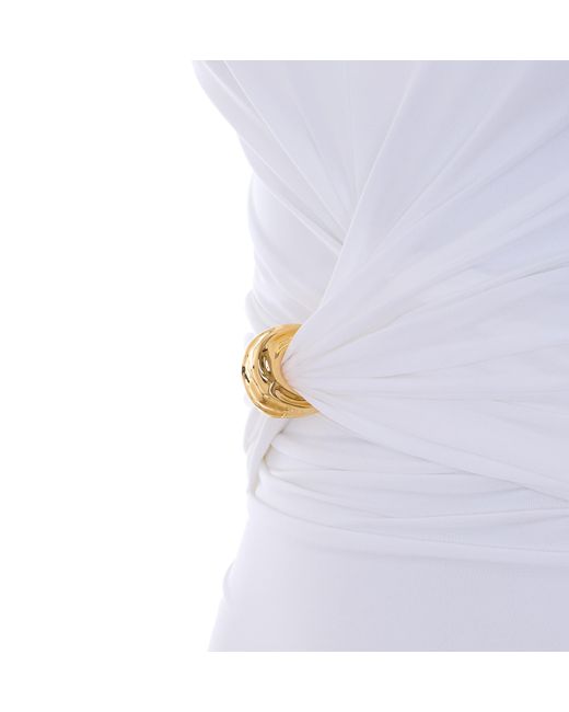 Elisabetta Franchi White Jewel-Detail Sleeveless Jersey Top