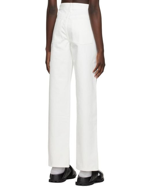 Jil Sander White Button Detailed Straight Leg Jeans