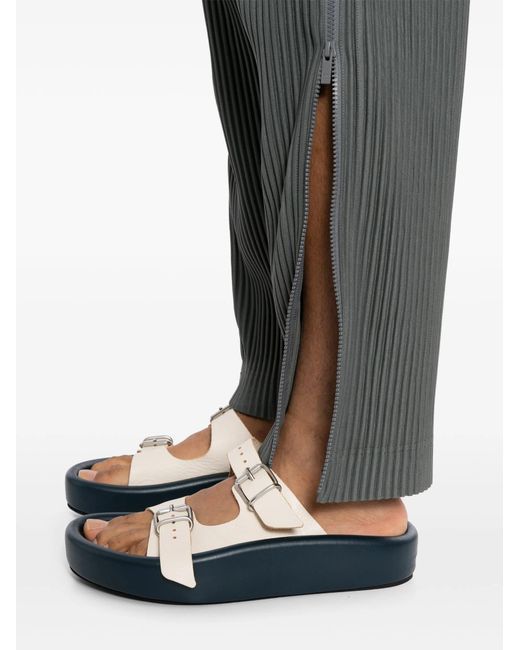 Homme Plissé Issey Miyake Gray Pleated Zip-Detail Trousers for men