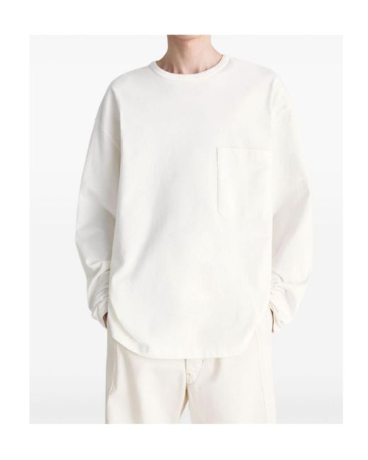 Lemaire White Patch-Pocket Long-Sleeve T-Shirt for men