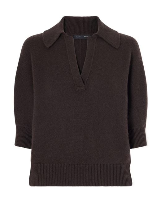 Proenza Schouler Black Vella Cashmere Polo Collar Sweater