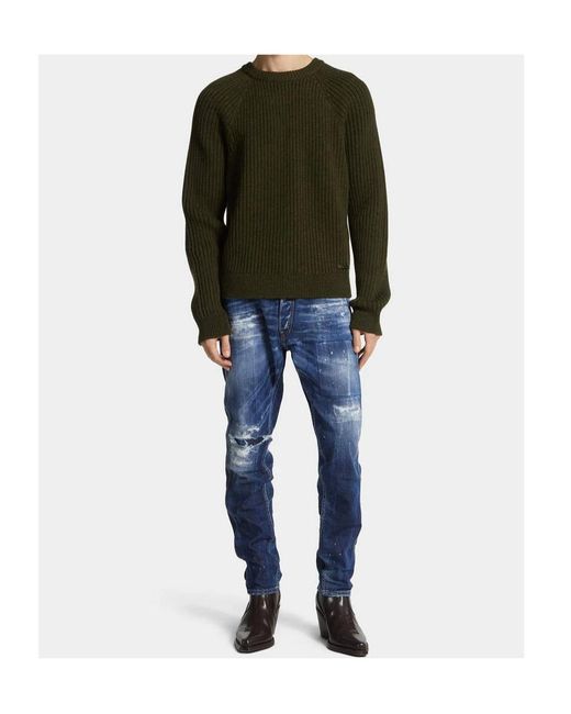 DSquared² Blue Medium Ripped Cool Guy Mini Front Jeans for men