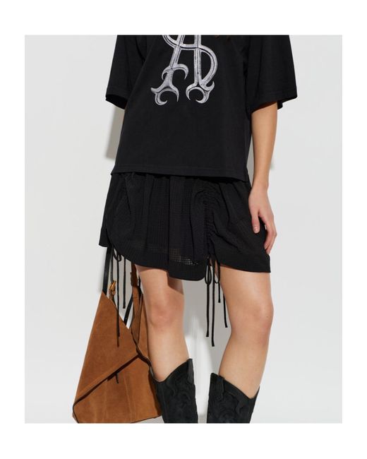 AllSaints Black Tie-Up Detail Midi Skirt