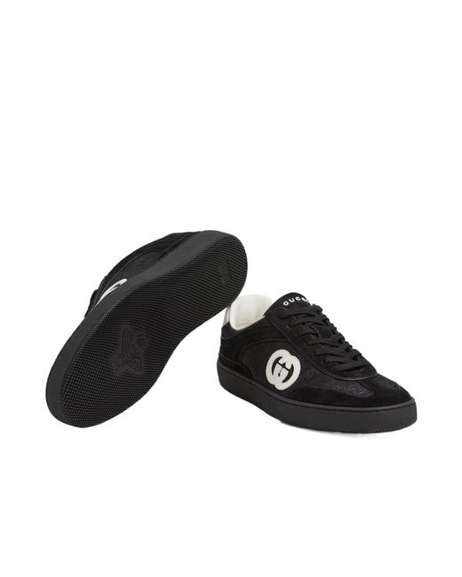 Gucci Black Apos;S G75 Canvas And Suede T-Toe Low-Top Sneakers for men