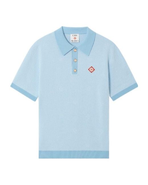 Casablanca Blue Striped Logo Polo Shirt for men