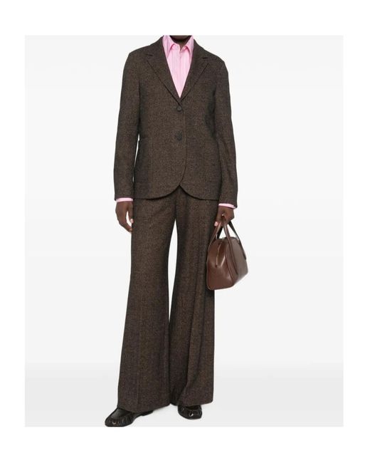 Harris Wharf London Brown Single-Breasted Herringbone Knit Blazer