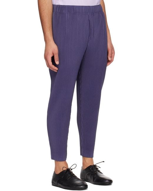 Homme Plissé Issey Miyake Blue Homme Plissé Issey Miyake Pleated Tapered Pants for men
