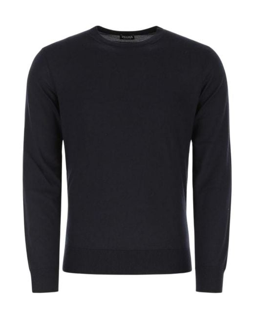 Zegna Blue Crew-Neck Cashmere Jumper for men