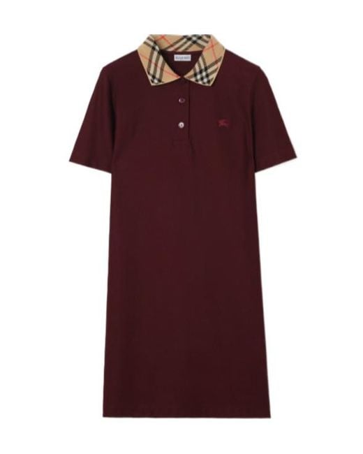 Burberry Red Check Collar Polo Shirt Dress