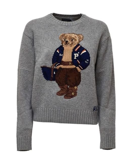 Polo Ralph Lauren Gray Bear Motif Jumper