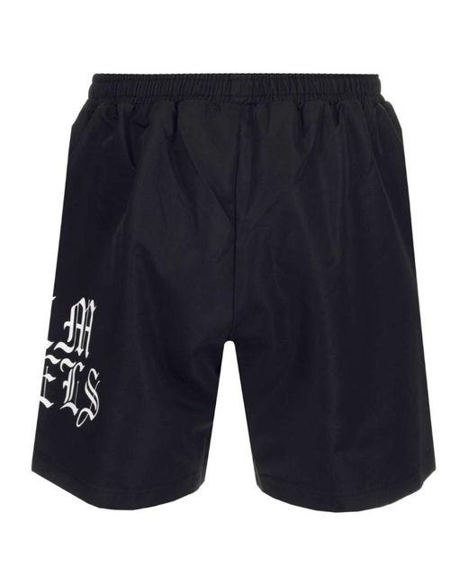 Palm Angels Blue Logo-Print Shorts for men