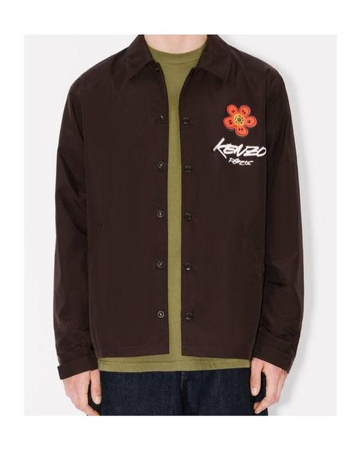 KENZO Black X Futura 2000 Logo Detailed Buttoned Shirt Jacket for men