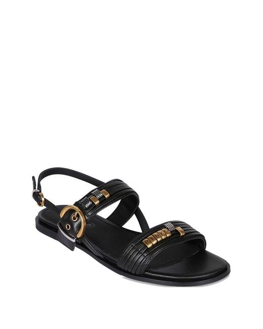 Pinko Black Logo Detailed Buckle Fastened Sandals