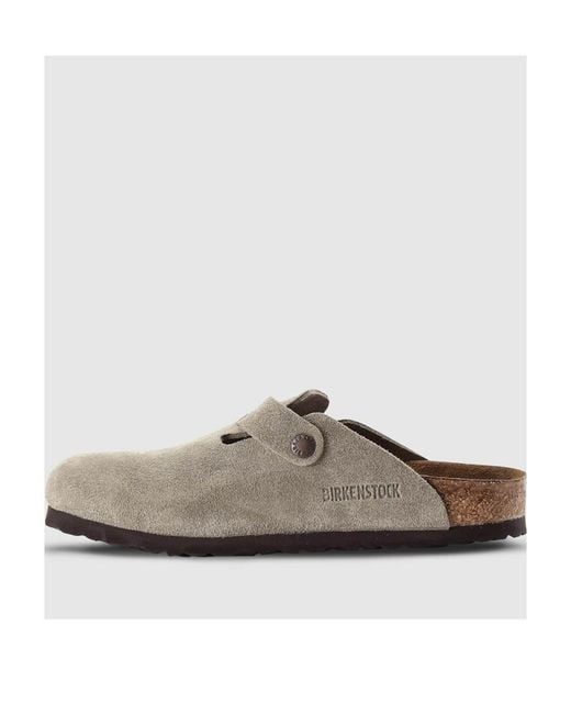 Birkenstock Gray Boston Buckle Clogs