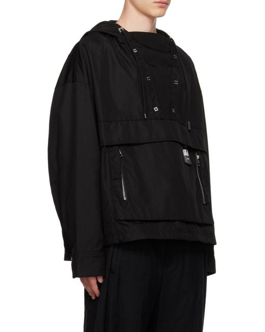 Wooyoungmi Black Hooded Long-Sleeved Casual Jacket for men