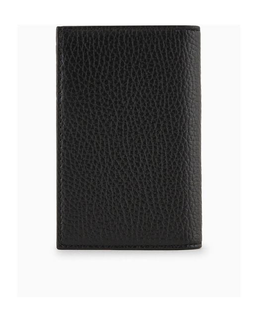 Emporio Armani Black Bi-Fold Leather Cardholder for men