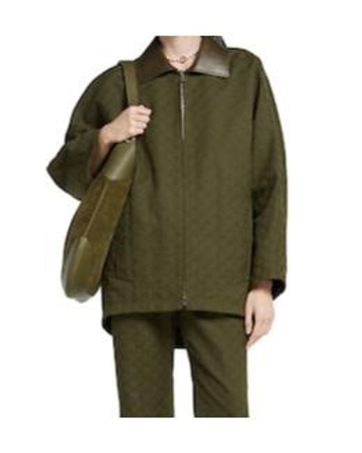 Gucci Green Monogrammed Zip-Up Coat