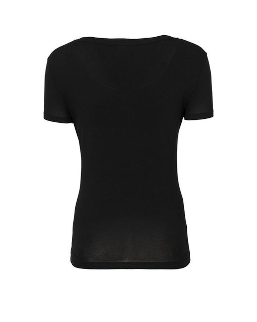 EA7 Black T-Shirt With Round Neck And Short Sleeves