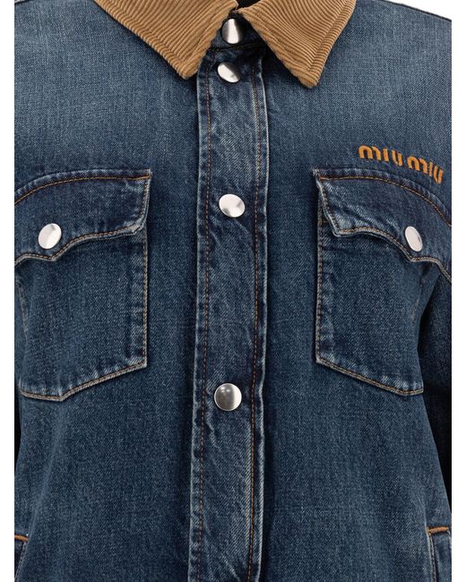 Miu Miu Blue Denim Down Jacket