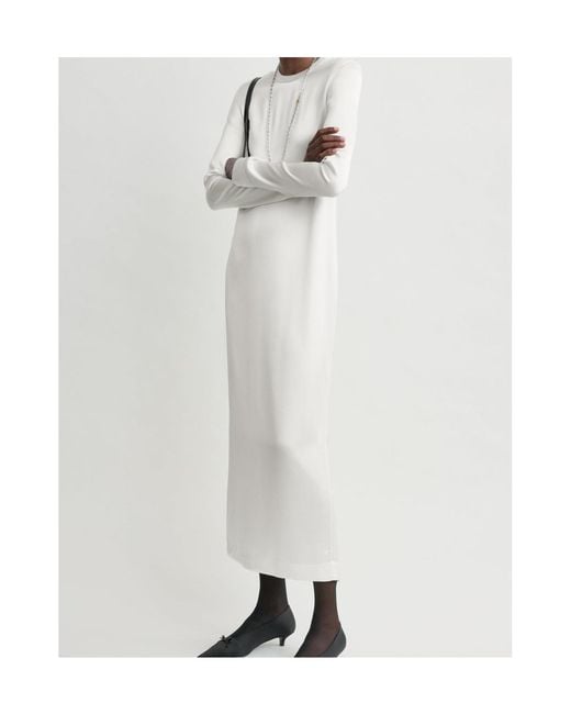 Totême White Totême Satin Regular Fit Midi Dress