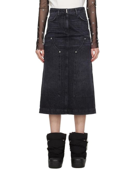 Givenchy Blue Denim Midi Skirt