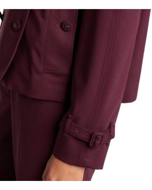Burberry Purple Solid-Color Trench Coat With Lapel Collar