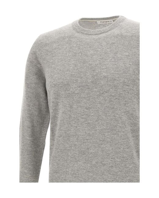 Kangra Cashmere Gray Kangra Crew Neck Knitted Sweater for men