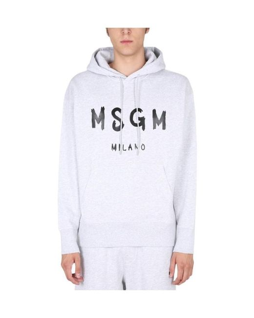 MSGM White Logo Print Hoodie for men