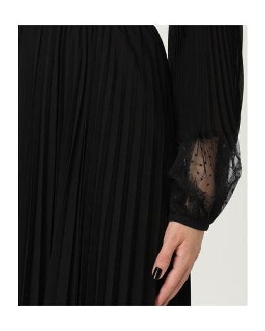 Twinset Black V-Neck Pleated Georgette Maxi Dress
