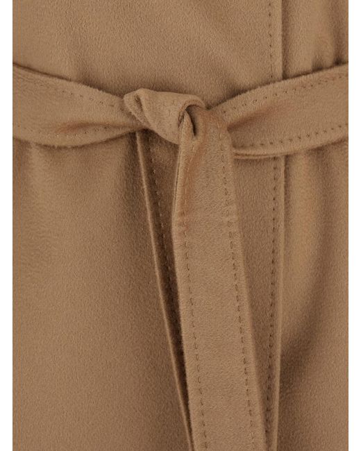 Max Mara Natural Double-Breasted Coat With Belt