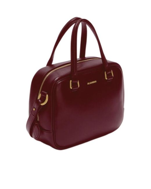 Jil Sander Red Vision Small Small-Sized Leather Crossbody Bag With Embossed Logo