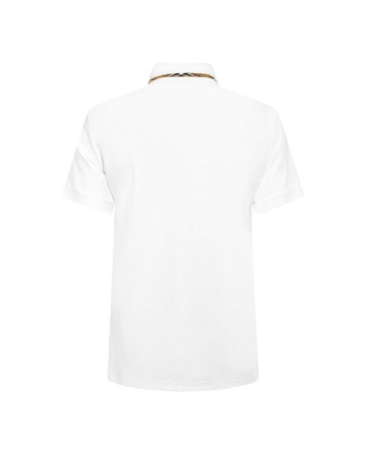 Burberry White Short Sleeve Polo Shirt for men