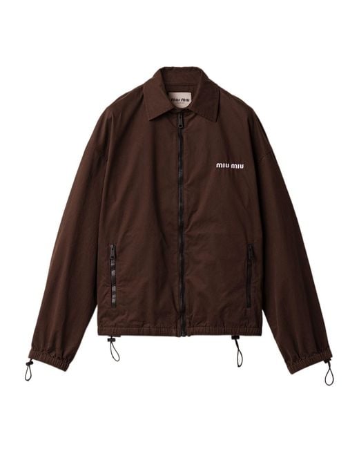 Miu Miu Brown Washed Gabardine Blouson Jacket