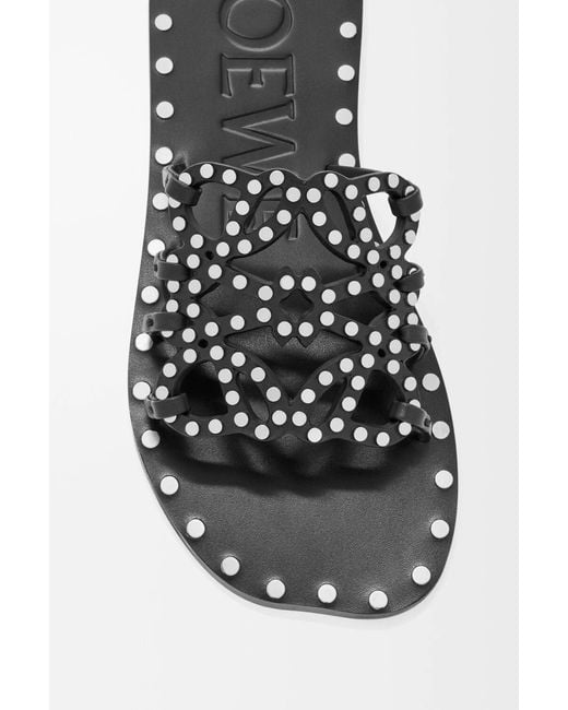 Loewe White Studded Flat Slides
