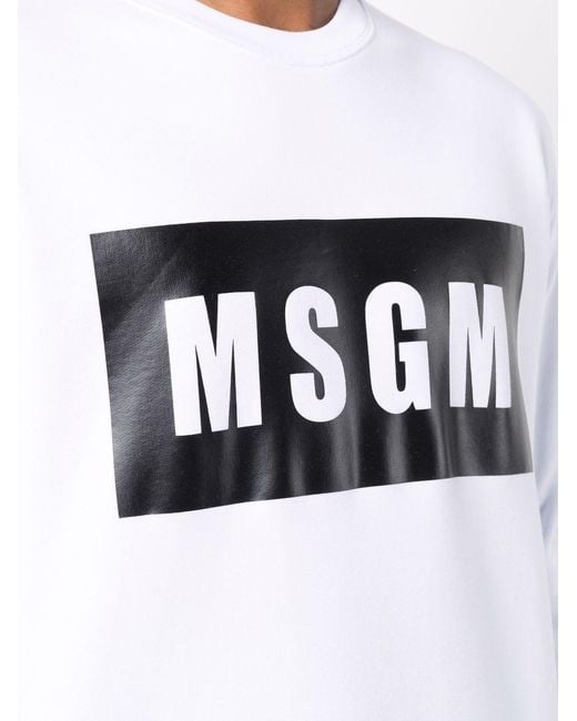 MSGM White Logo-Print Cotton Sweatshirt for men