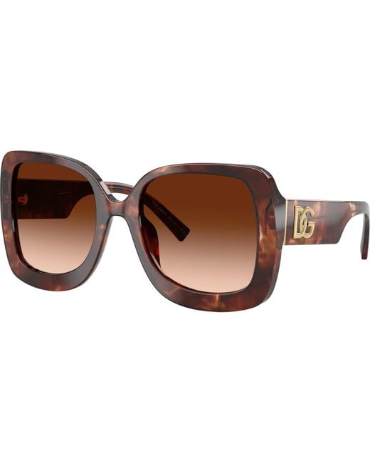 Dolce & Gabbana Brown Geometric-Frame Sunglasses
